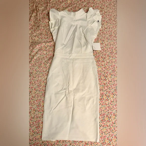 Lulu’s Stylish Splendor White Backless Ruffle Bodycon Midi Dress Small NWT - Picture 5 of 8